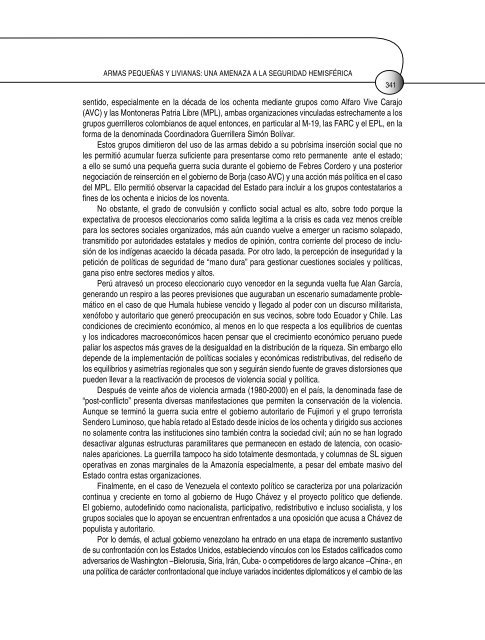 armas pequeñas y livianas: una amenaza a la seguridad hemisférica