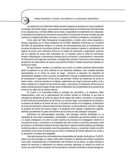 armas pequeñas y livianas: una amenaza a la seguridad hemisférica