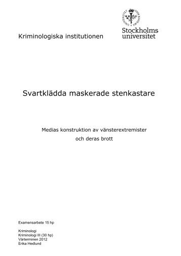 Svartklädda maskerade stenkastare - Kriminologiska institutionen ...