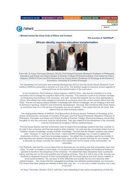 African identity requires education transformation - Boaventura de ...
