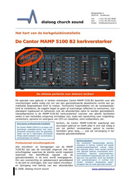 De Cantor MAMP 5100 B2 kerkversterker - Dialoog Church Sound