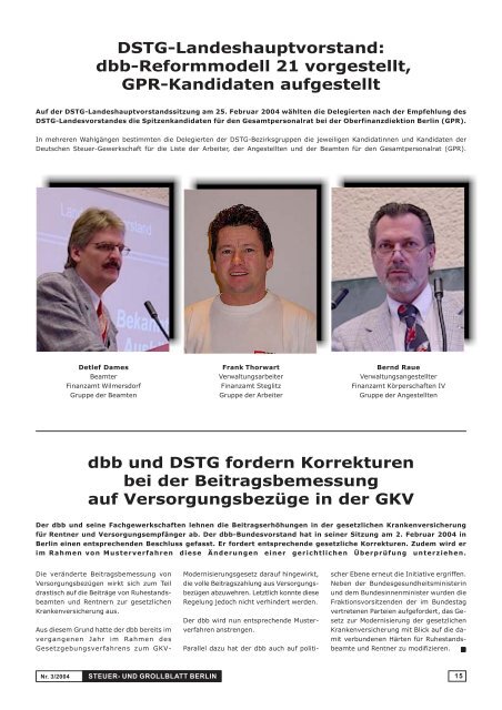 dbb-Reformmodell 21 vorgestellt, Gpr-Kandidaten ... - Dstg-Berlin