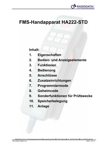 FMS-Handapparat HA222-STD - Schmitt Nachrichtentechnik GmbH