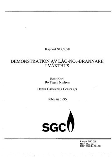 DEMONSTRATION AV LAG-NOx-BRANNARE IVÄXTHUS - SGC