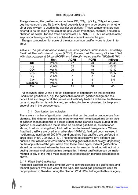 Carbon dioxide removal in indirect gasification - SGC