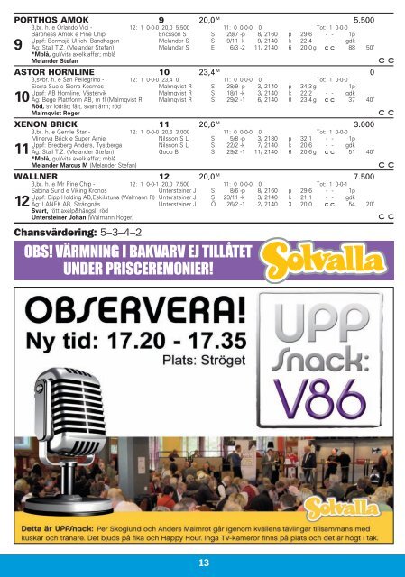 ONSDAG 14 MARS – START KL 18.00 - Solvalla