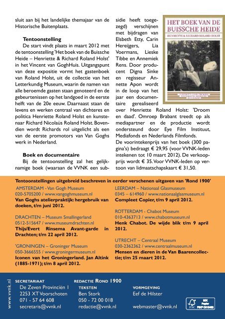 terugblik excursies, Scriptieprijs 2011, tussentijds ... - VVNK 1900