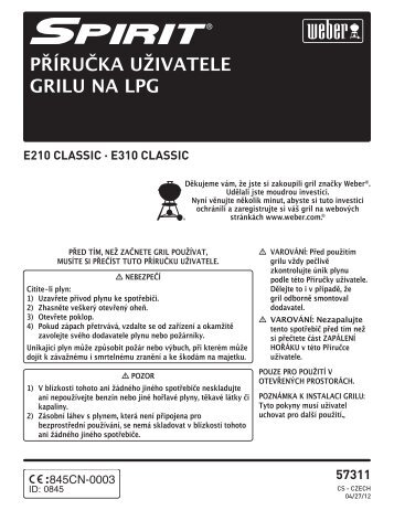 PŘÍRUČKA UŽIVATELE GRILU NA LPG - Weber