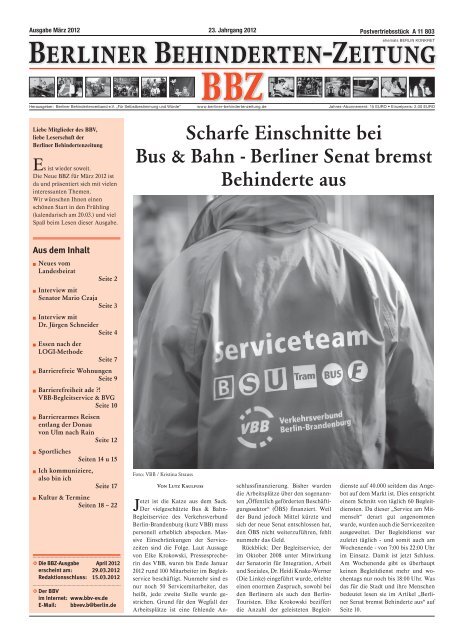 könnte IHRE Werbung stehen! - Berliner Behindertenzeitung