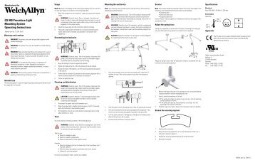 Operating Instructions, GS 900 Minor Procedure Light ... - Welch Allyn