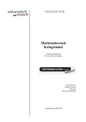 Marktonderzoek Kringwinkel - WetenschapsWinkels