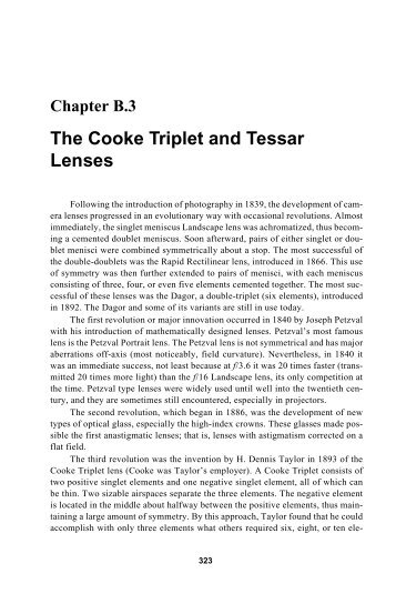 The Cooke Triplet and Tessar Lenses