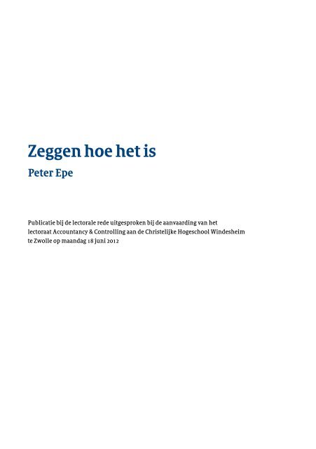 Zeggen hoe het is - Windesheim