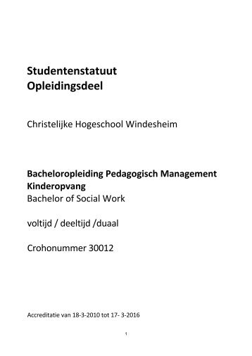 Pedagogisch Management Kinderopvang - Windesheim