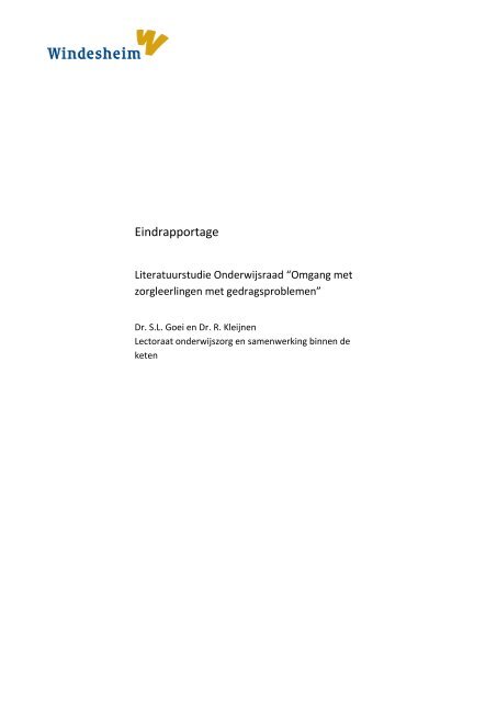 Literatuurstudie Onderwijsraad - Windesheim