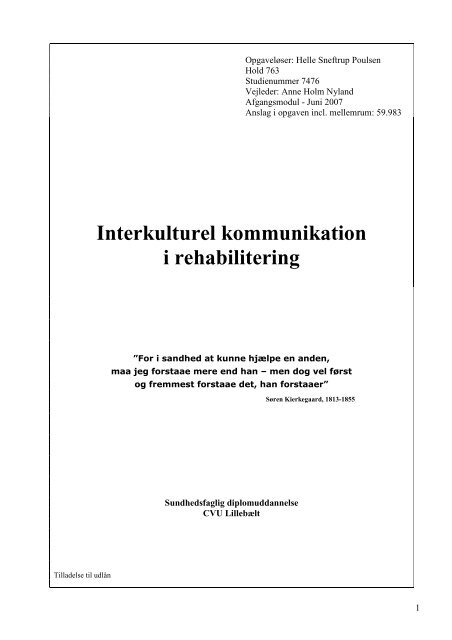 Interkulturel kommunikation i rehabilitering - Ergoterapeutforeningen