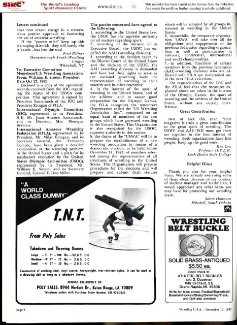 Letter From The Editor - Wrestling USA Magazine