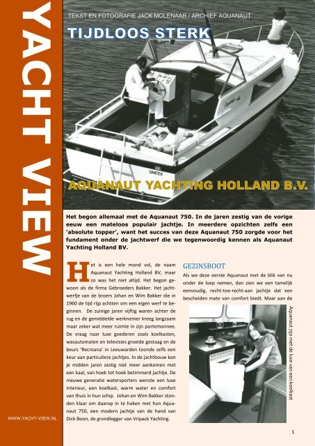 Aquanaut Yachting 'Tijdloos Sterk' - Yacht View