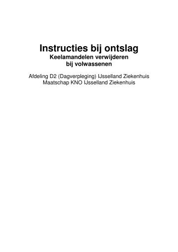 Instructie bij ontslag - keelamandelen volwassenen - IJsselland ...