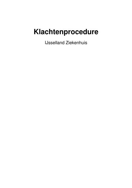 folder 'Klachtenprocedure' - IJsselland Ziekenhuis