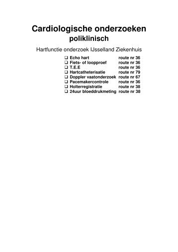 Cardiologische onderzoeken (poliklinisch) - IJsselland Ziekenhuis