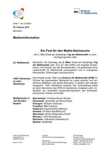 Tag der Mathematik 2013.pdf - Zentrum für Mathematik