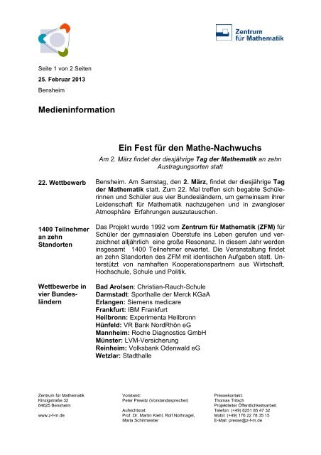 Tag der Mathematik 2013.pdf - Zentrum für Mathematik