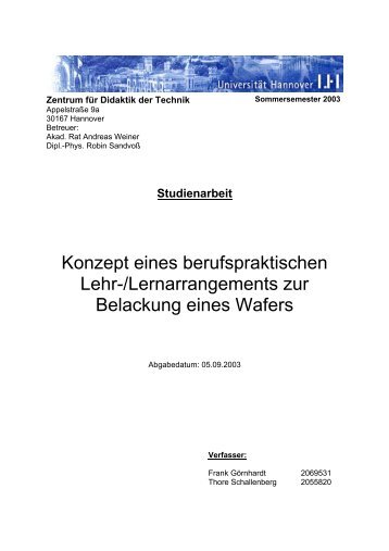 Universität Hannover - Zentrum für Didaktik der Technik