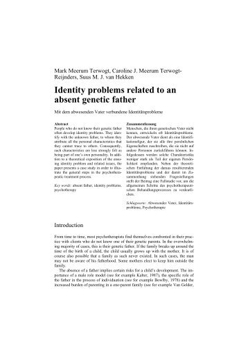 Identity problems related to an absent genetic father - Zeitschrift für ...