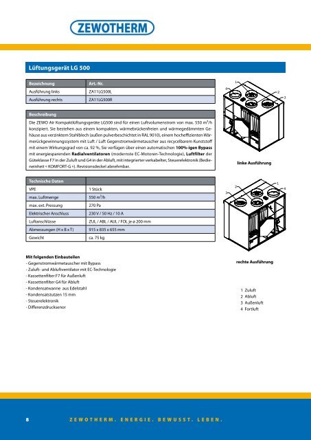 Technischer Katalog - Zewotherm