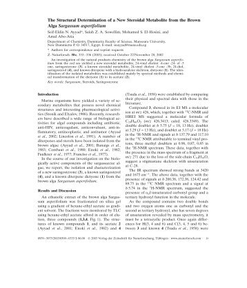 The Structural Determination of a New Steroidal Metabolite from the ...