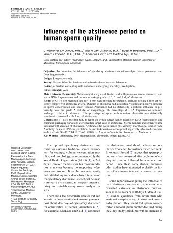 Influence of the abstinence period on human sperm quality