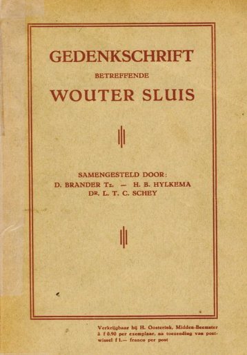 Gedenkschrift Wouter Sluis - Zuivelhistorie Nederland