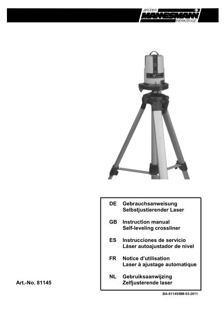 DE Gebrauchsanweisung Selbstjustierender Laser GB ... - Elfa