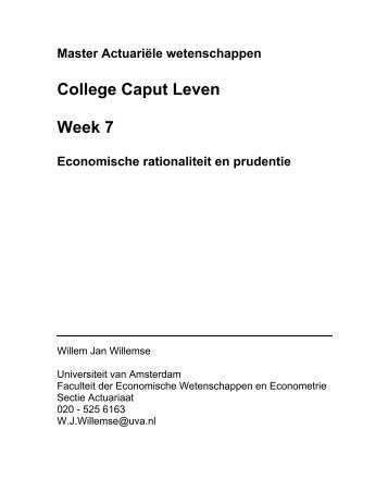 College Caput Leven Week 7 - Universiteit van Amsterdam