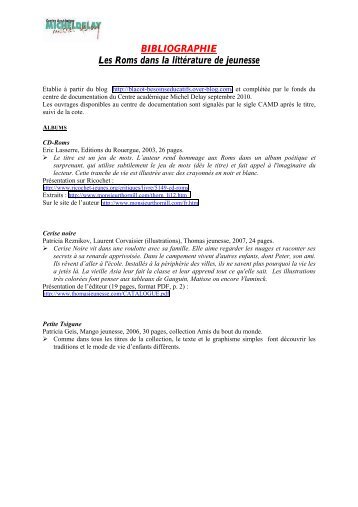 BIBLIOGRAPHIE Les Roms dans la littérature de jeunesse - Serveur ...