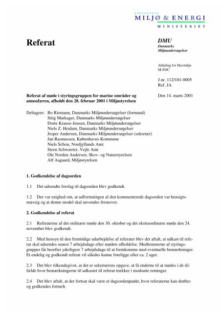 Referat af møde afholdt den 28. februar 2001 i Miljøstyrelsen