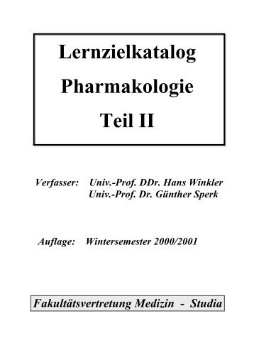 Lernzielkatalog Pharmakologie Teil II