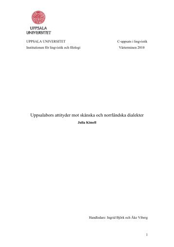 Uppsalabors attityder mot skånska och norrländska dialekter