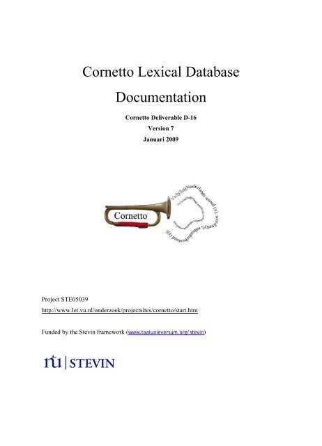 Cornetto Lexical Database Documentation - Faculteit der Letteren ...