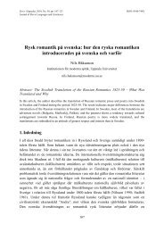 Rysk romantik på svenska - Uppsala universitet
