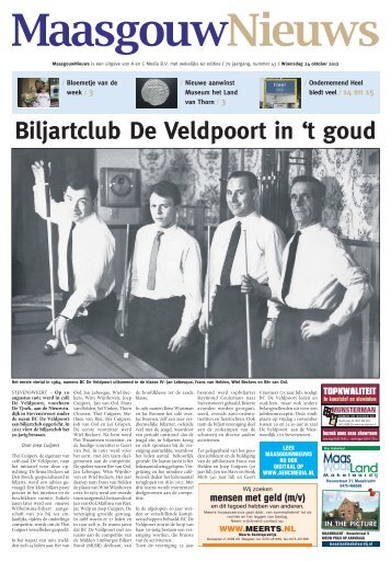 Biljartclub De Veldpoort in 't goud