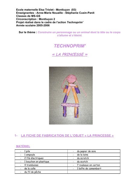 La princesse - école maternelle Elsa Triolet - Montluçon