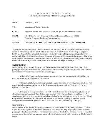 Memo format - University of Notre Dame