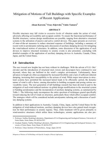 Mitigation of Motions of Tall Buildings with Specific Examples of ...