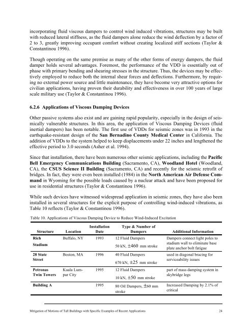 Mitigation of Motions of Tall Buildings with Specific Examples of ...