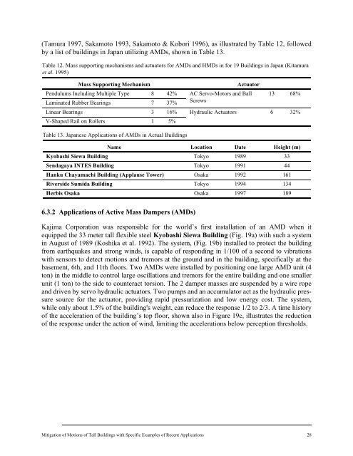 Mitigation of Motions of Tall Buildings with Specific Examples of ...