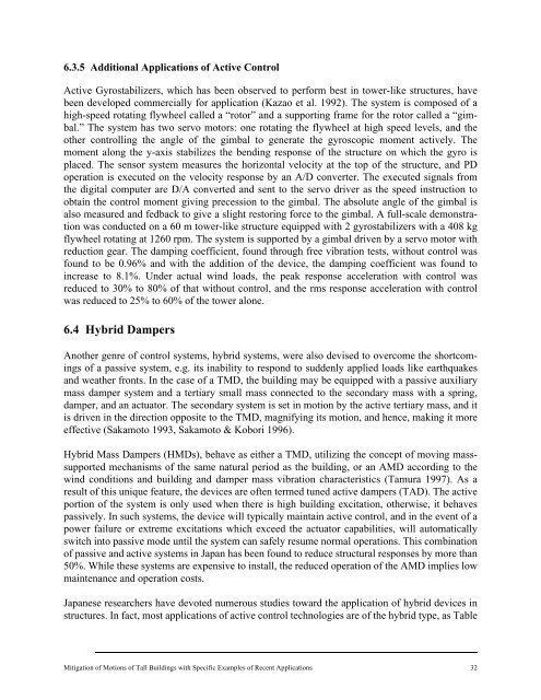 Mitigation of Motions of Tall Buildings with Specific Examples of ...