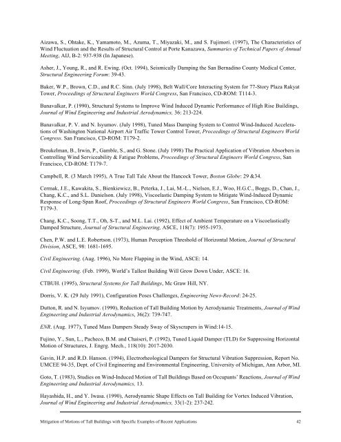 Mitigation of Motions of Tall Buildings with Specific Examples of ...