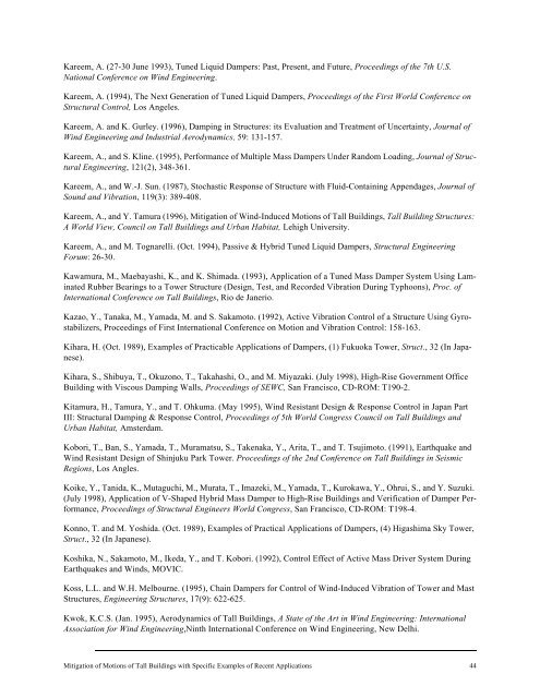 Mitigation of Motions of Tall Buildings with Specific Examples of ...